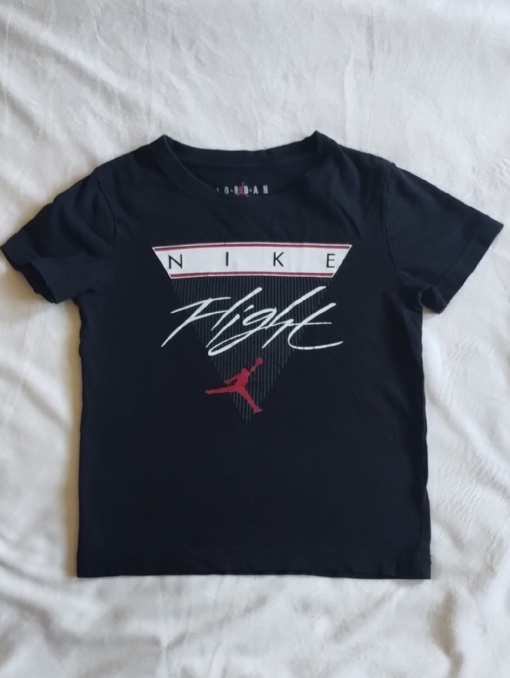 Nike Black Tee with White Script and Red Jumpman